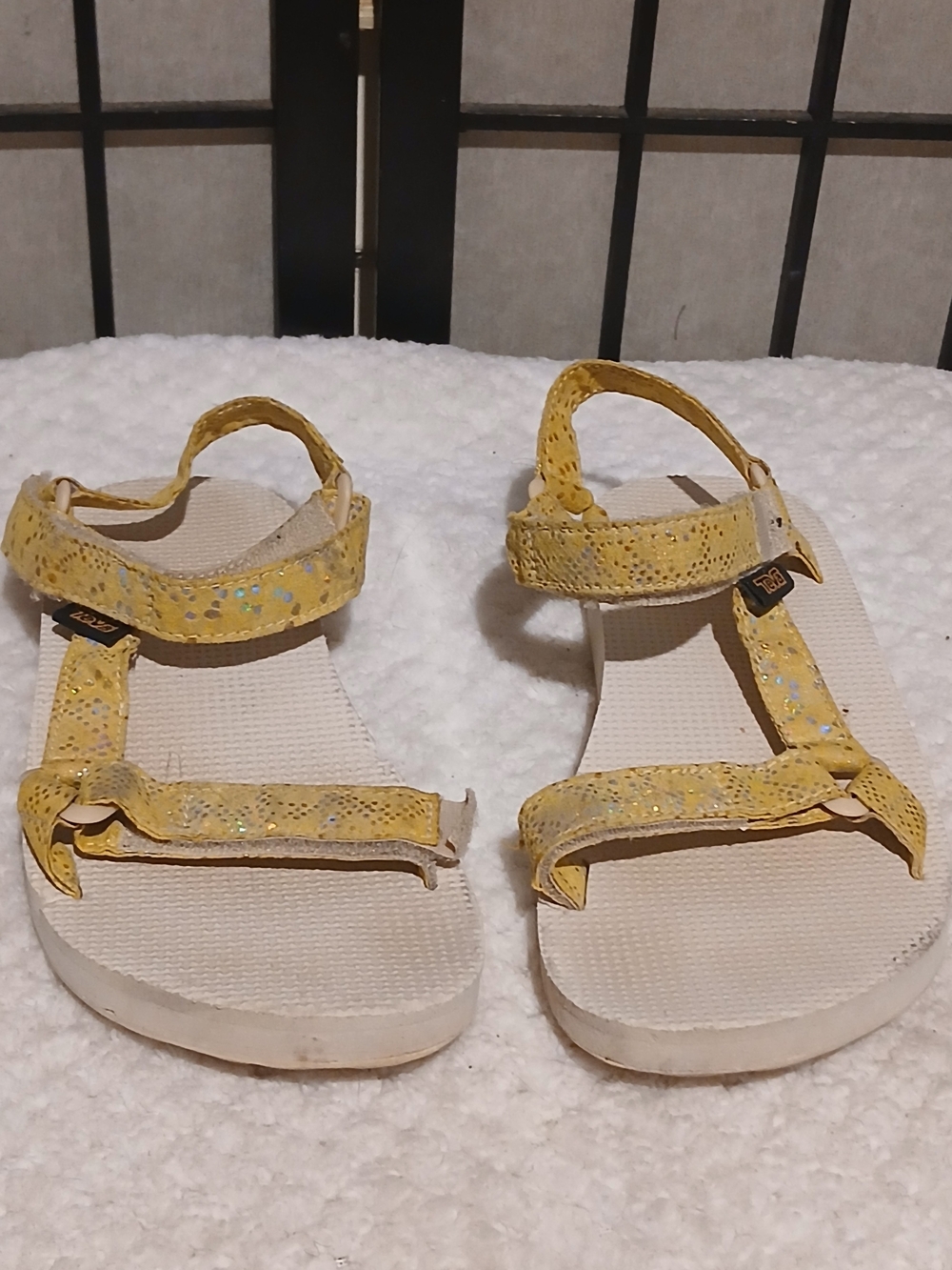 Teva Girls Yellow Glitter Strap Sandals